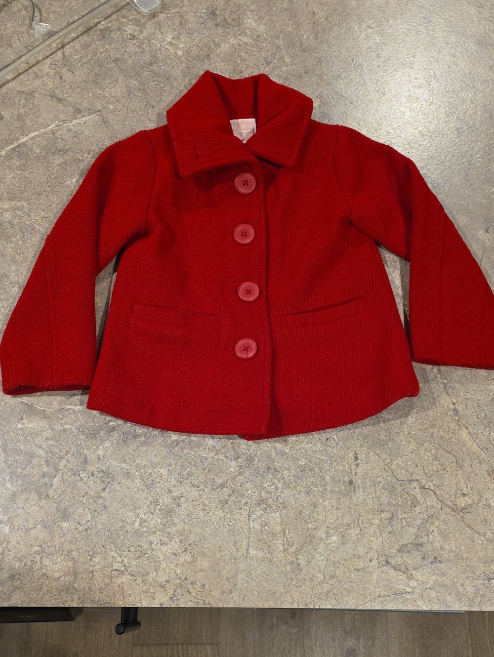 (J55) Old Navy Red Pea Coat for Kids